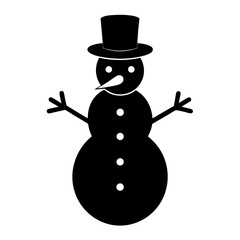 Snowman silhouette vector isolated on white background