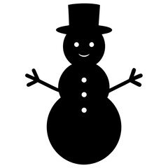 Snowman silhouette vector isolated on white background