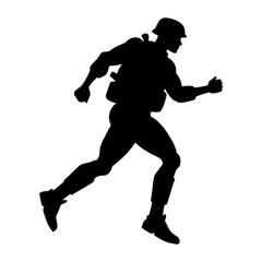 soldier running silhouette vector isolated on white background
