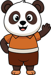 Cute Cartoon Panda Character Waving – Friendly Animal Mascot Vector