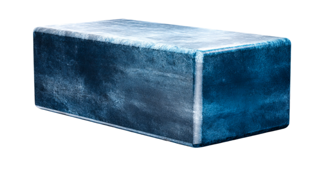 Blue ice block with smooth surface on a transparent background