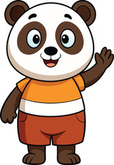 Cute Cartoon Panda Character Waving – Friendly Animal Mascot Vector