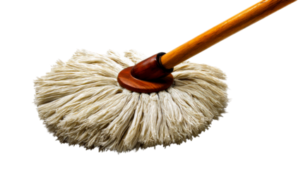 Mop with wooden handle for effective cleaning in various settings