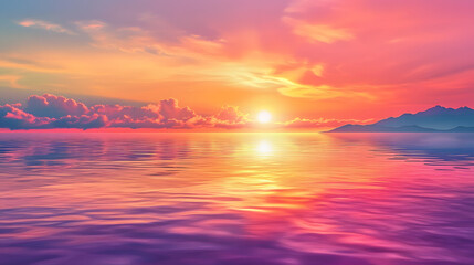 Vibrant sunset over calm ocean