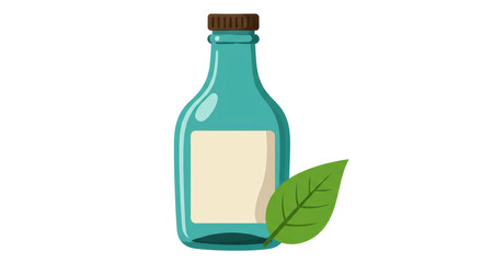 Isolated Green Bottle with Leaf