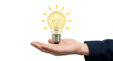 Isolated Hand Holding Light Bulb