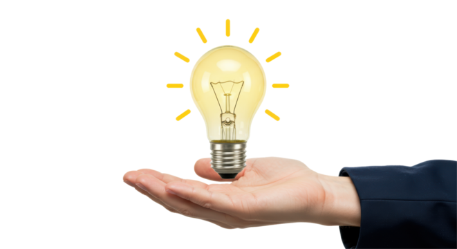 Isolated Hand Holding Light Bulb