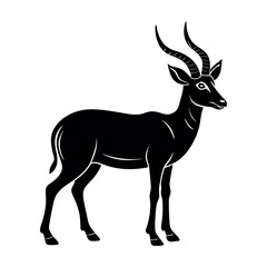 Deer Silhouette Vector – Wild Forest Animal Illustration in Black and White Isolated on White Background