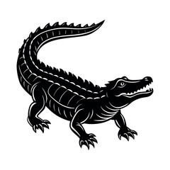 Lizard Silhouette Vector – Reptile Animal Illustration in Black and White Isolated on White Background