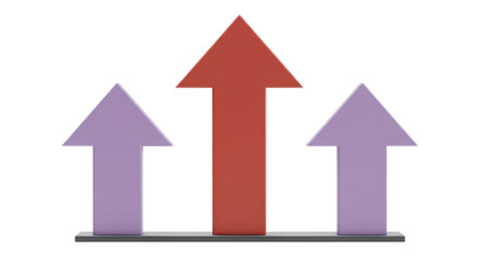 Isolated Red and Purple Arrows Pointing Up