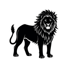 Wild lion vector art, isolated cartoon mammal