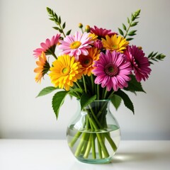 Obraz premium Glass vase filled with multicolored wildflowers, petal, blossom