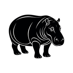 A large, isolated rhino vector illustration, a wild mammal standing white