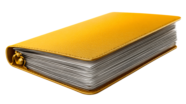 Leather bound yellow notebook with blank pages