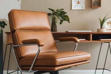A Comfortable and Stylish Mid-Century Modern Leather Office Chair