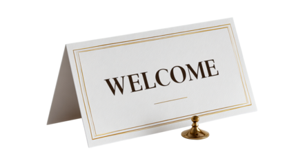 Elegant welcome sign displayed at an event or gathering location