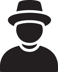 Silhouette man icon with cap representing casual wear, lifestyle, and fashion. Ideal for profile icons, avatars, and casual style-related designs.