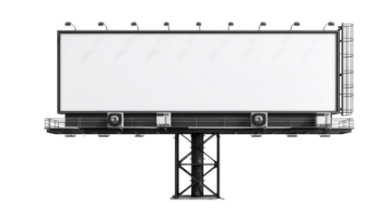 Blank advertising billboard structure on transparent background