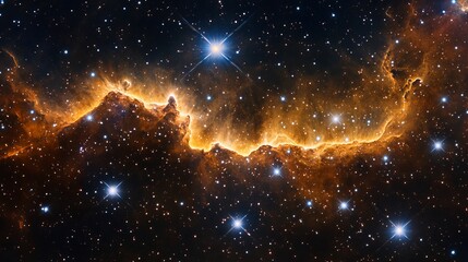 Fototapeta premium A vibrant cosmic landscape featuring a nebula and countless stars in the vast expanse of deep space