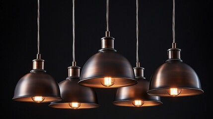 Modern pendant lights on black background