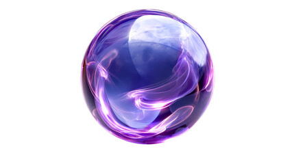 Colorful glass sphere with swirling purple and white patterns