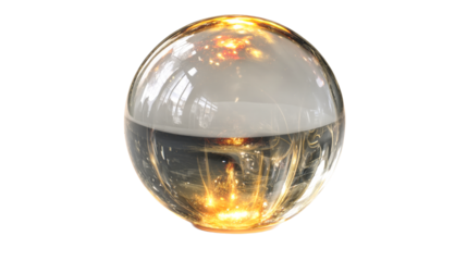 Crystal orb filled with liquid shimmering under light