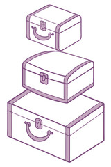 A set of pink boxes of various sizes for organizing items on a trip.