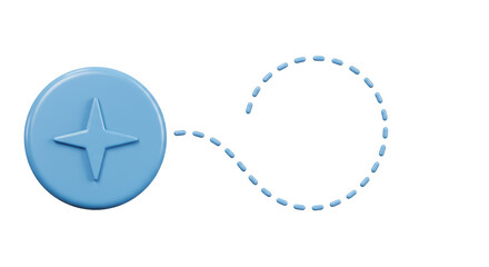 Isolated Blue Star Button with Dashed Line