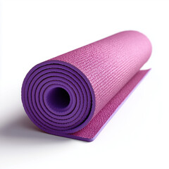 Yoga mat showcased from top view, isolated on crisp white background inspiring wellness and balance