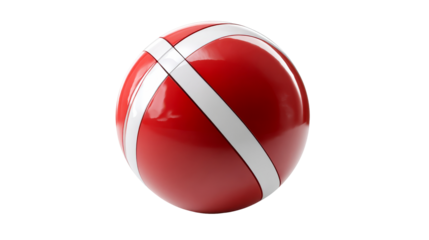 Colorful beach ball with red and white stripes for summer activities