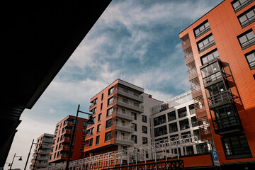Fototapeta premium Modern residential building. House construction in Europe