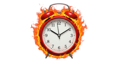 Isolated Alarm Clock on Fire