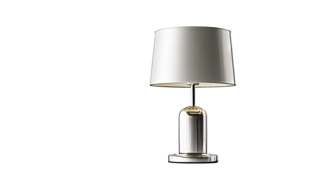 Elegant table lamp with a sleek silver base and white shade