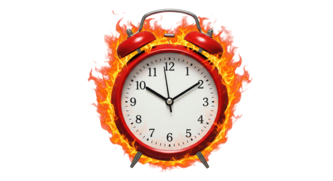 Isolated Alarm Clock on Fire