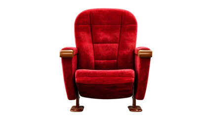 Naklejka premium Cozy red theater chair with wooden armrests and plush fabric