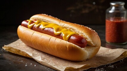 hot dog with mustard