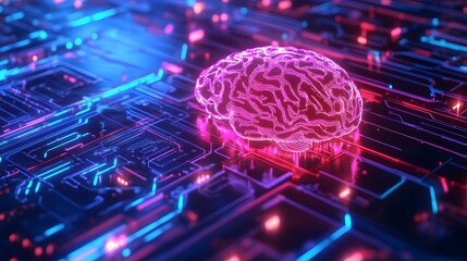 Brain of Innovation: A striking illustration of a human brain superimposed onto a complex circuit board, symbolizing the fusion of human intellect and technological advancement.