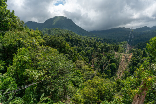 View over Roseau Valley on Dominica (Caribbean), site of aerial tramway construction