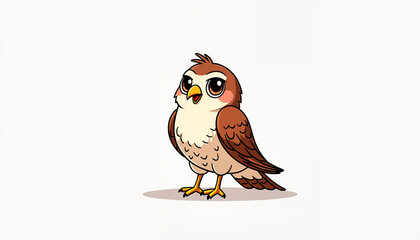 Cartoon falcon character singing joyfully against a plain background  