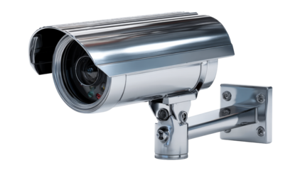 Modern design surveillance camera with a sleek metallic finish