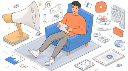 Digital Strategist Reviewing Marketing Campaign Metrics on Tablet