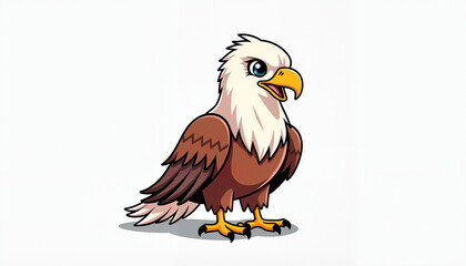 Naklejka premium Cartoon eagle character standing against a white background 