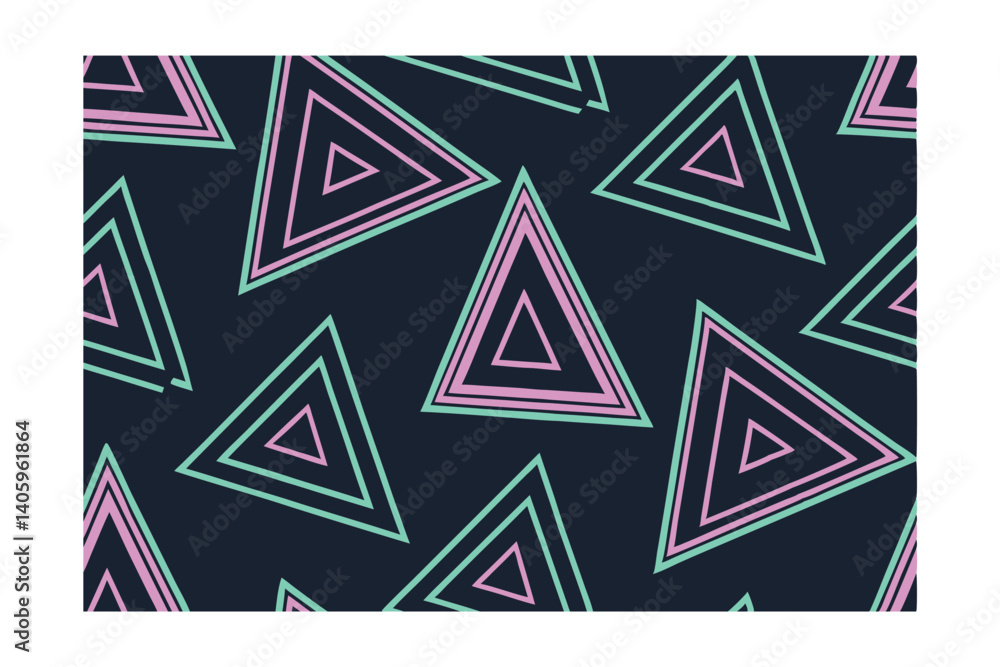 Poster abstract triangle pattern with pink and teal geometric shapes on dark navy background creates modern