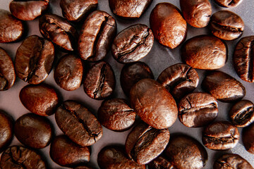 Close-Up of Glossy Brown Coffee Beans