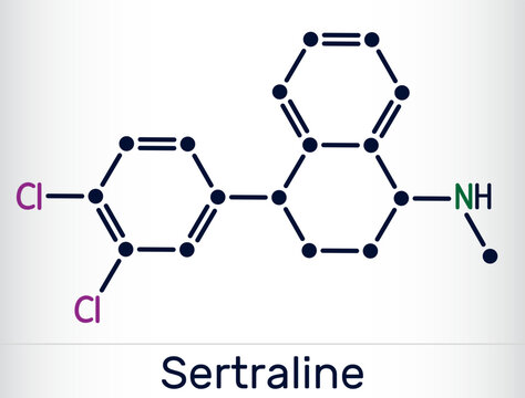 Sertraline molecule. Selective serotonin reuptake inhibitor, SSRI antidepressant