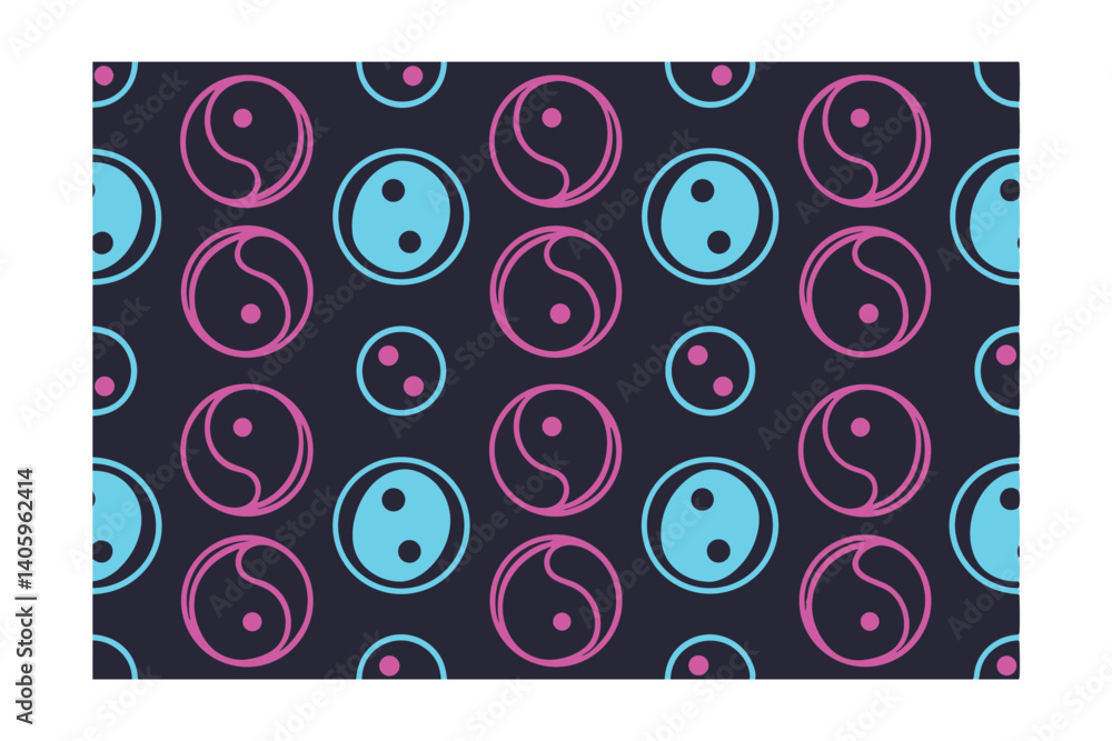 Poster yin and yang symbol pattern with circular shapes balanced harmony and contrasting colors modern desi