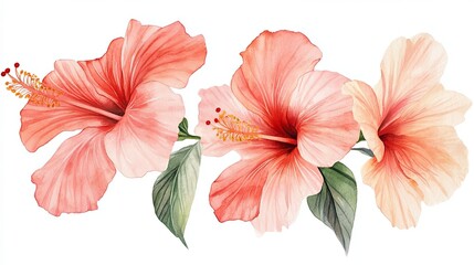 Minimalistic Pink Hibiscus Watercolor Painting