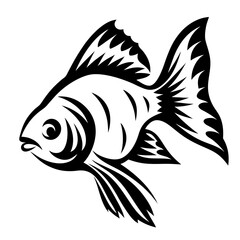Stylish Black and White Fish Illustration Aquatic Animal Design Graphic Art