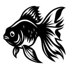Black and White Stylized Goldfish Illustration Aquatic Animal Design Graphic Art