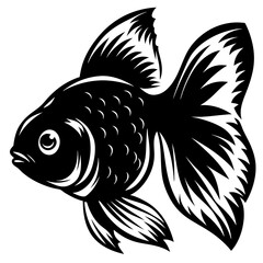 Black Moor Goldfish Illustration Vector Graphic Aquatic Animal Design
